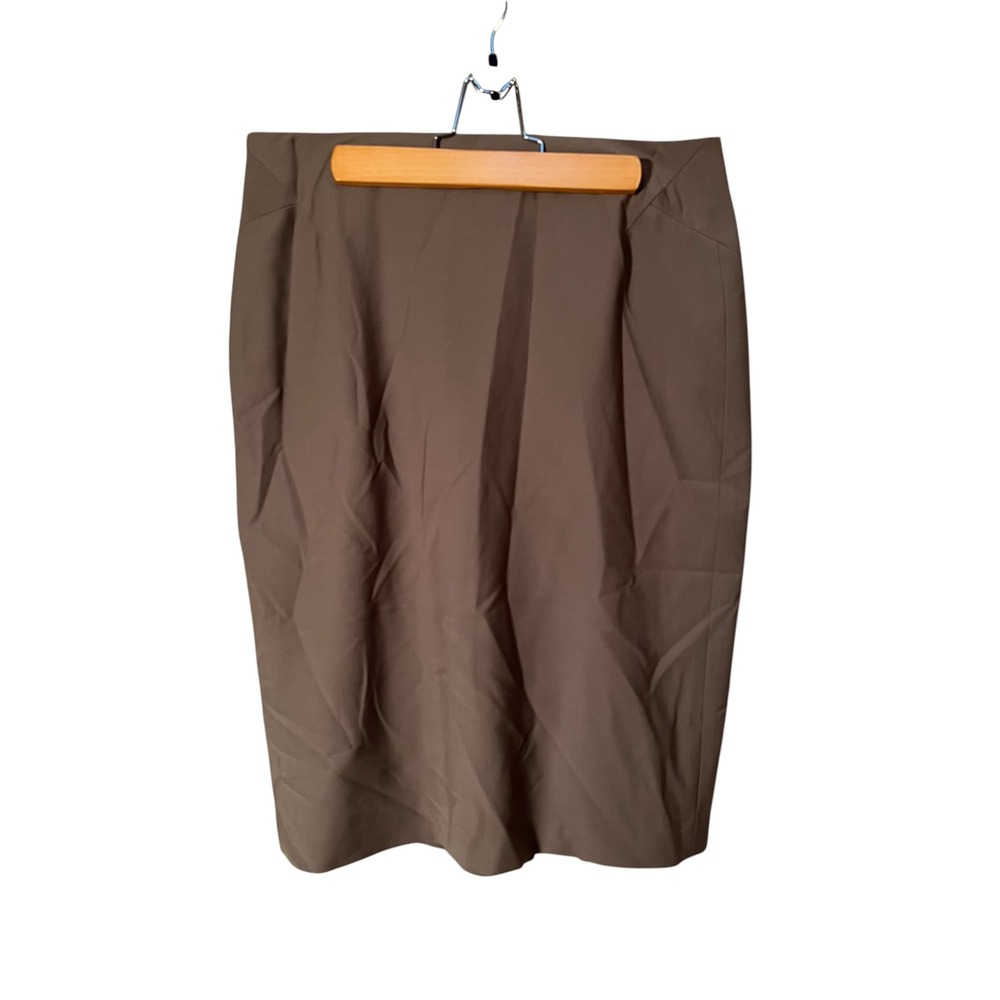 Ann Taylor Women's Size 8 Pencil Skirt Gray Brown Lined Zip Back Slit Back Knee